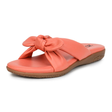 Elegant Women's Leather Slippers with Knot Tie Design L 135