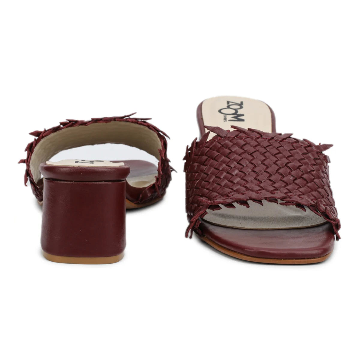Chic Women's Flared Heel Slippers L701 with Weave Design - Zoom Shoes India