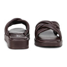 Stylish Women's Leather Slippers L 212 with Criss-Cross Design - Zoom Shoes India