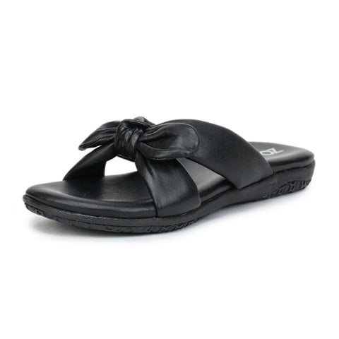 Elegant Women's Leather Slippers with Knot Tie Design L 135
