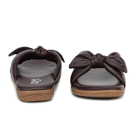 Elegant Women's Leather Slippers with Knot Tie Design L 135