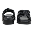 Stylish Women's Leather Slippers L 212 with Criss-Cross Design - Zoom Shoes India