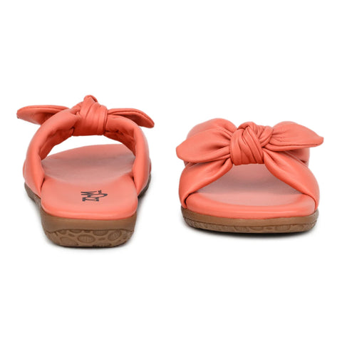 Elegant Women's Leather Slippers with Knot Tie Design L 135