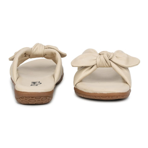 Elegant Women's Leather Slippers with Knot Tie Design L 135