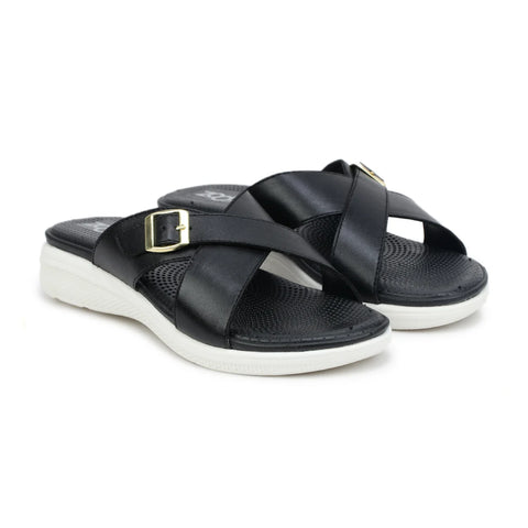 Women’s Leather Slippers 7515 – Criss-Cross Buckle Design
