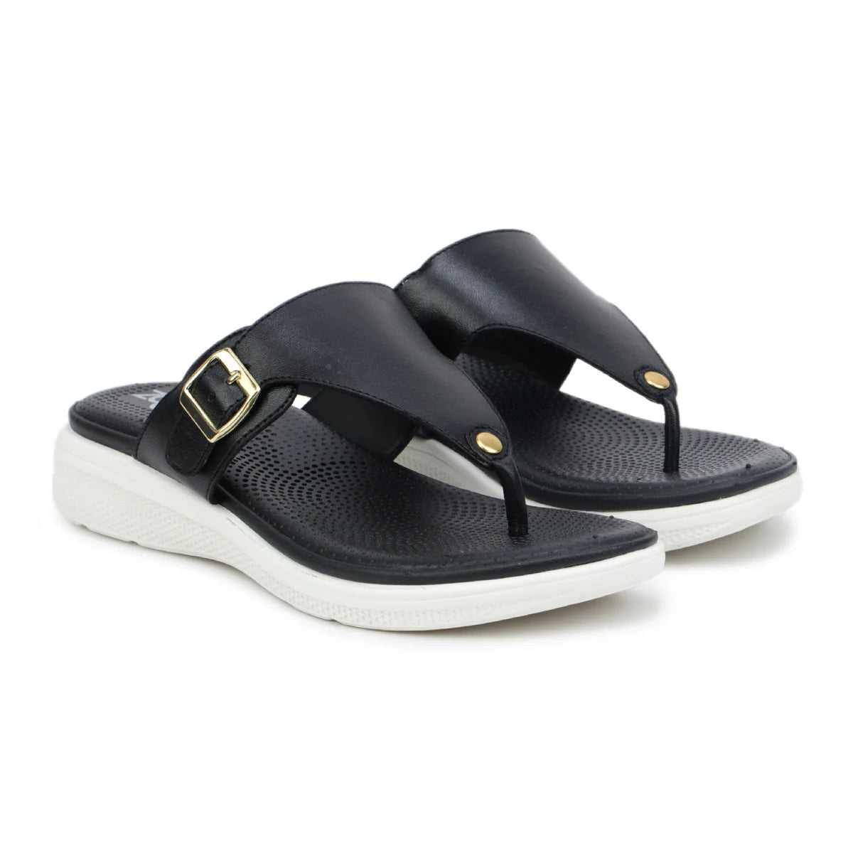 Leather Slippers For Women 7525 – V-Toe Monk Strap Flats with Cushioned Insole