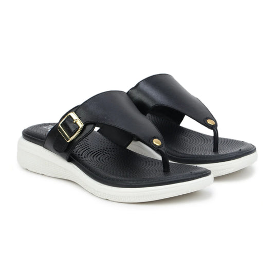 Leather Slippers For Women 7525 – V-Toe Monk Strap Flats with Cushioned Insole