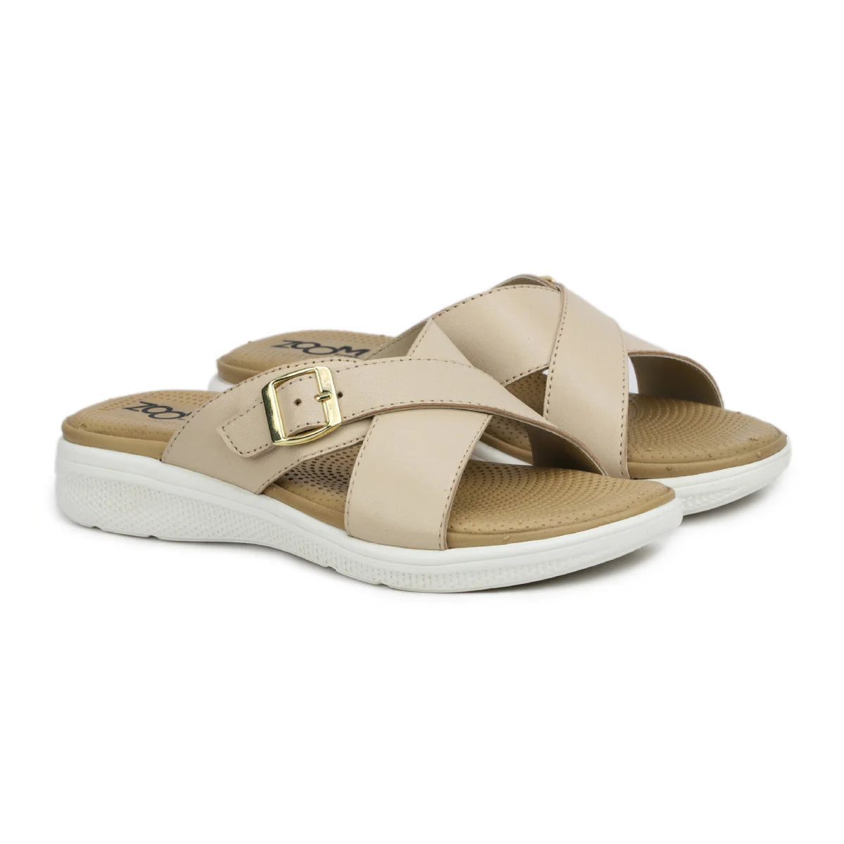 Women’s Leather Slippers 7515 – Criss-Cross Buckle Design - Zoom Shoes India