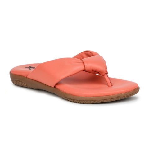 Women’s Leather Slippers L 132 – V-Toe Tie Knot Design with Cushioned Insole