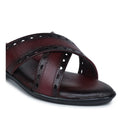 Women’s Leather Slippers 9145 – Gradient Texture with Brogue Detailing & Wedge Heel - Zoom Shoes India