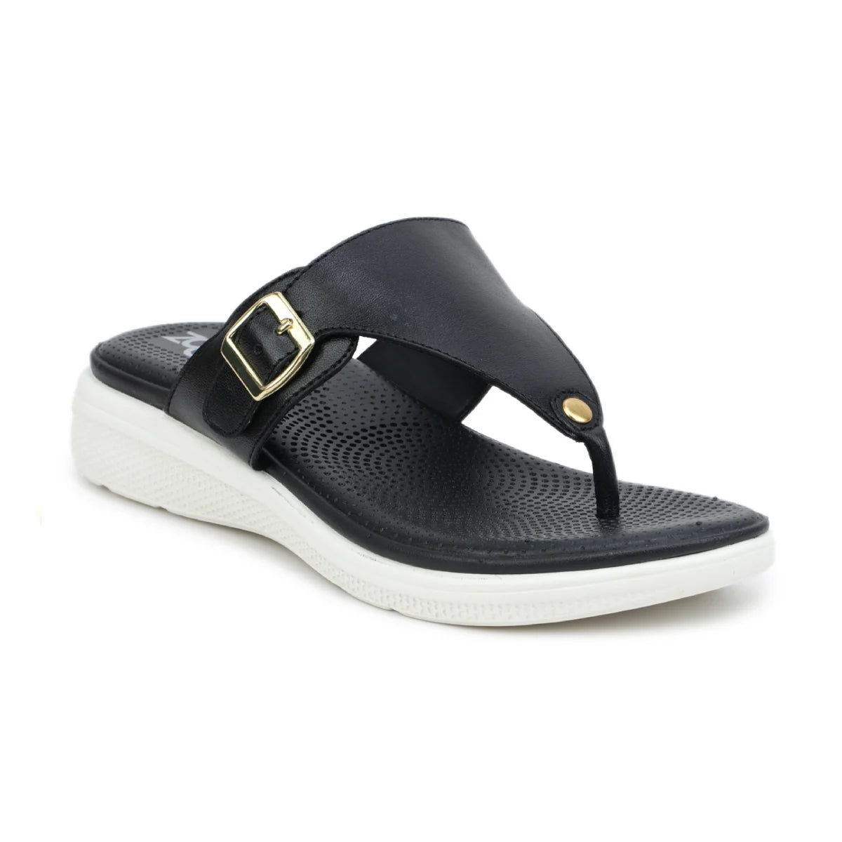 Leather Slippers For Women 7525 – V-Toe Monk Strap Flats with Cushioned Insole - Zoom Shoes India