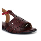 Leather Sandals For Women L 648 – Thong Style with Brogue Detailing - Zoom Shoes India