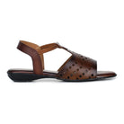 Leather Sandals For Women L 648 – Thong Style with Brogue Detailing - Zoom Shoes India