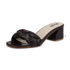 Leather Slippers For Women L 711 – Braid Design with Block Heels & Cushioned Insole - Zoom Shoes India