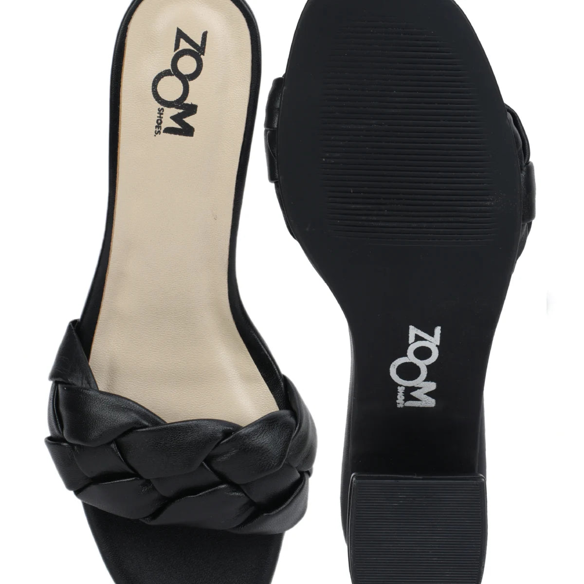 Leather Slippers For Women L 711 – Braid Design with Block Heels & Cushioned Insole - Zoom Shoes India