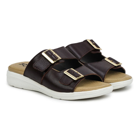 Women’s Leather Slippers 7512 – Monk Strap Design in Flats