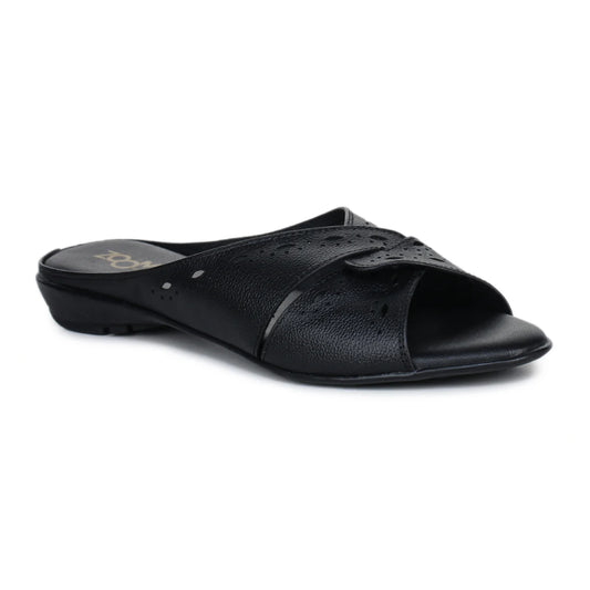 Sophisticated Women's Leather Slippers L 615 with Brogue Design