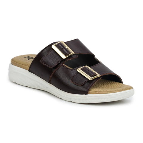 Women’s Leather Slippers 7512 – Monk Strap Design in Flats