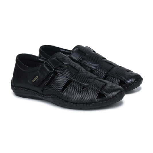 Original Leather Sandals for Men – 1901 with Mat Weave Design & Cushioned Insole