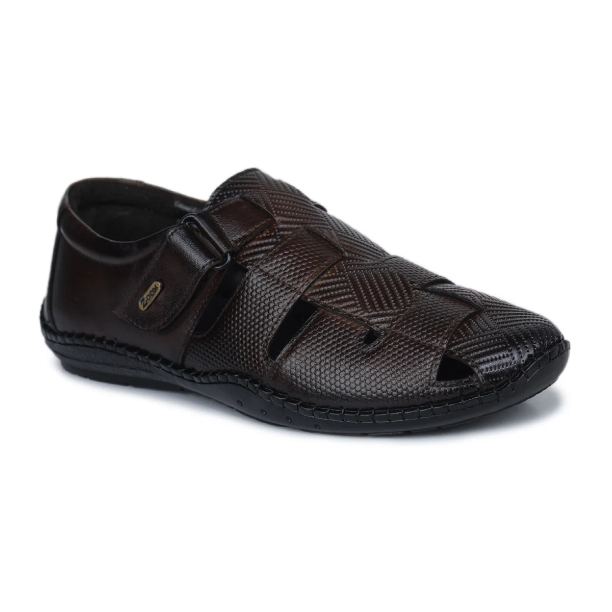 Original Leather Sandals for Men – 1901 with Mat Weave Design & Cushioned Insole - Zoom Shoes India