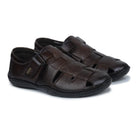 Original Leather Sandals for Men – 1901 with Mat Weave Design & Cushioned Insole - Zoom Shoes India