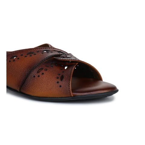 Sophisticated Women's Leather Slippers L 615 with Brogue Design