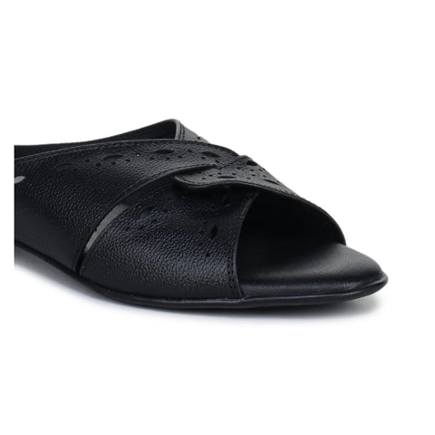 Sophisticated Women's Leather Slippers L 615 with Brogue Design