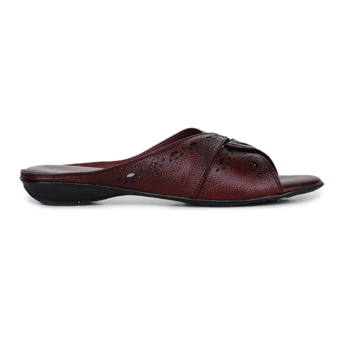 Sophisticated Women's Leather Slippers L 615 with Brogue Design - Zoom Shoes India