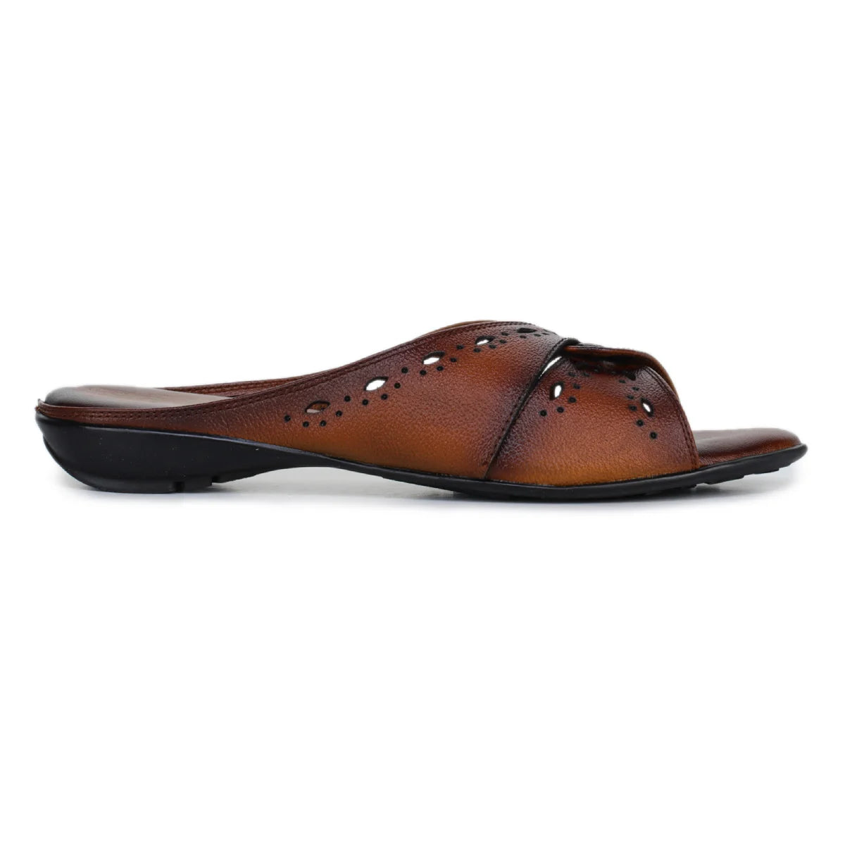 Sophisticated Women's Leather Slippers L 615 with Brogue Design - Zoom Shoes India
