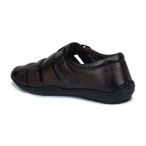 Original Leather Sandals for Men – 1901 with Mat Weave Design & Cushioned Insole
