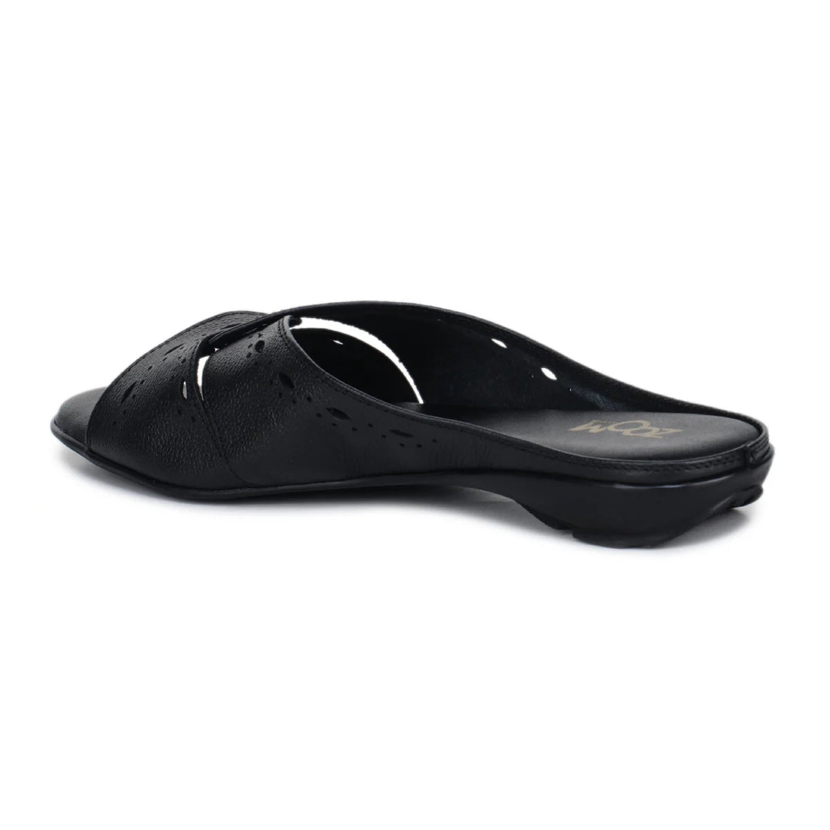 Sophisticated Women's Leather Slippers L 615 with Brogue Design - Zoom Shoes India