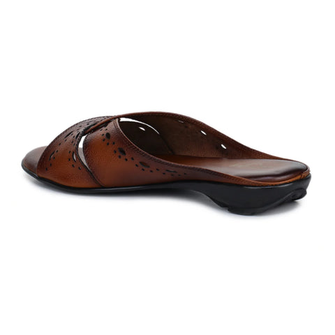 Sophisticated Women's Leather Slippers L 615 with Brogue Design