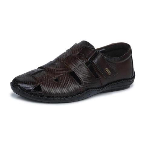 Original Leather Sandals for Men – 1901 with Mat Weave Design & Cushioned Insole