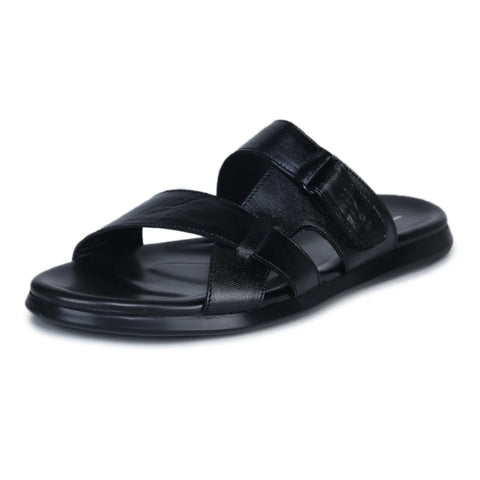 Genuine Leather Slide Slippers for Men – CN 36 with Cushioned Insole & Anti-Slip Sole