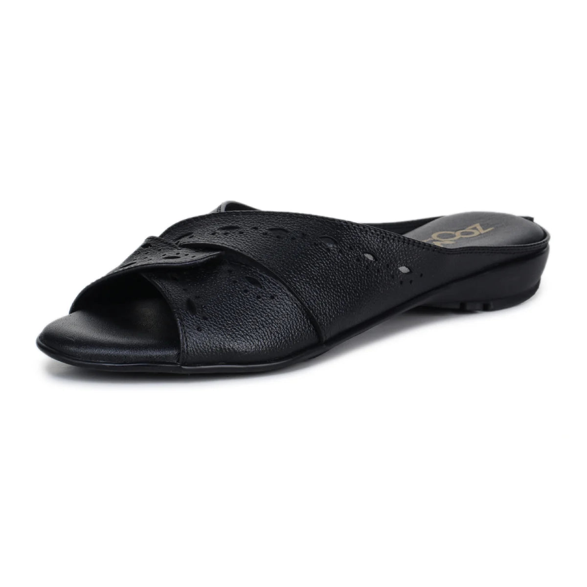 Sophisticated Women's Leather Slippers L 615 with Brogue Design - Zoom Shoes India