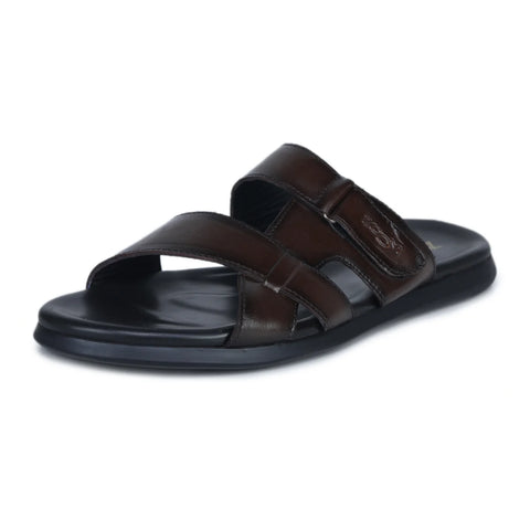Genuine Leather Slide Slippers for Men – CN 36 with Cushioned Insole & Anti-Slip Sole
