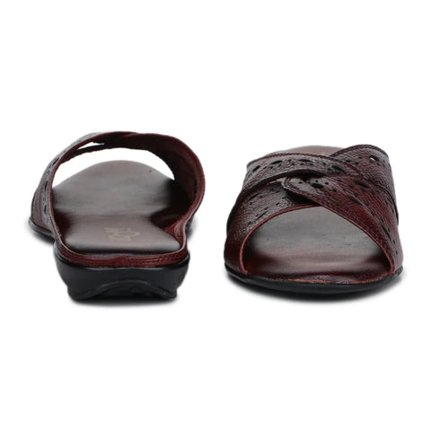 Sophisticated Women's Leather Slippers L 615 with Brogue Design