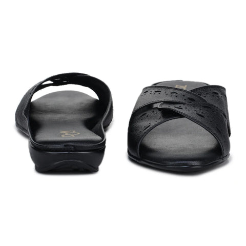 Sophisticated Women's Leather Slippers L 615 with Brogue Design