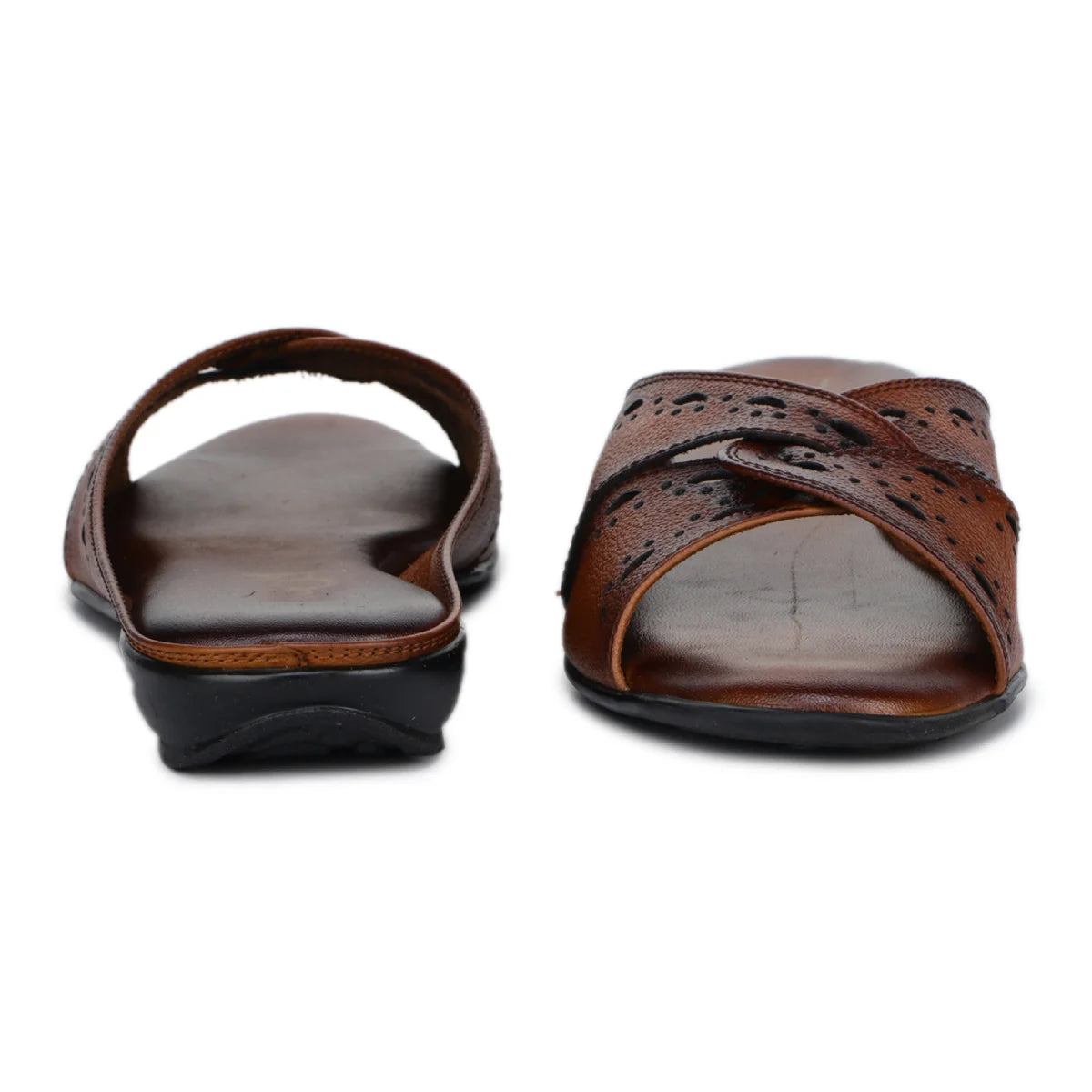 Sophisticated Women's Leather Slippers L 615 with Brogue Design - Zoom Shoes India