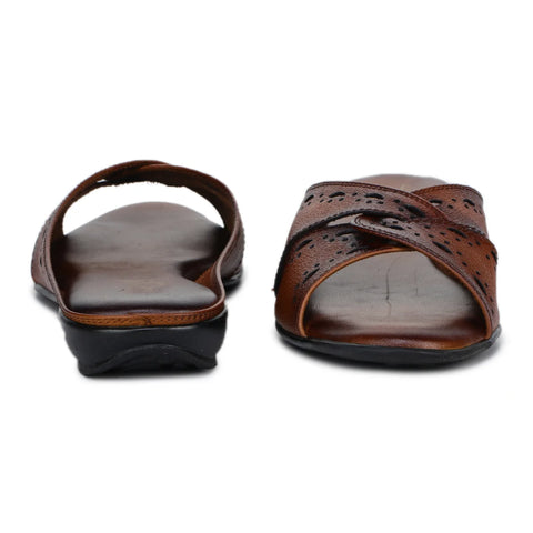 Sophisticated Women's Leather Slippers L 615 with Brogue Design