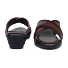 Women’s Leather Slippers 9145 – Gradient Texture with Brogue Detailing & Wedge Heel - Zoom Shoes India