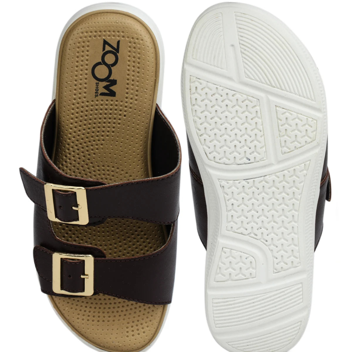 Women’s Leather Slippers 7512 – Monk Strap Design in Flats - Zoom Shoes India