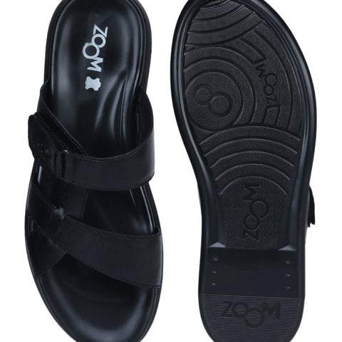 Genuine Leather Slide Slippers for Men – CN 36 with Cushioned Insole & Anti-Slip Sole