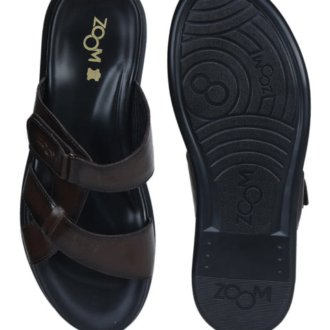 Genuine Leather Slide Slippers for Men – CN 36 with Cushioned Insole & Anti-Slip Sole