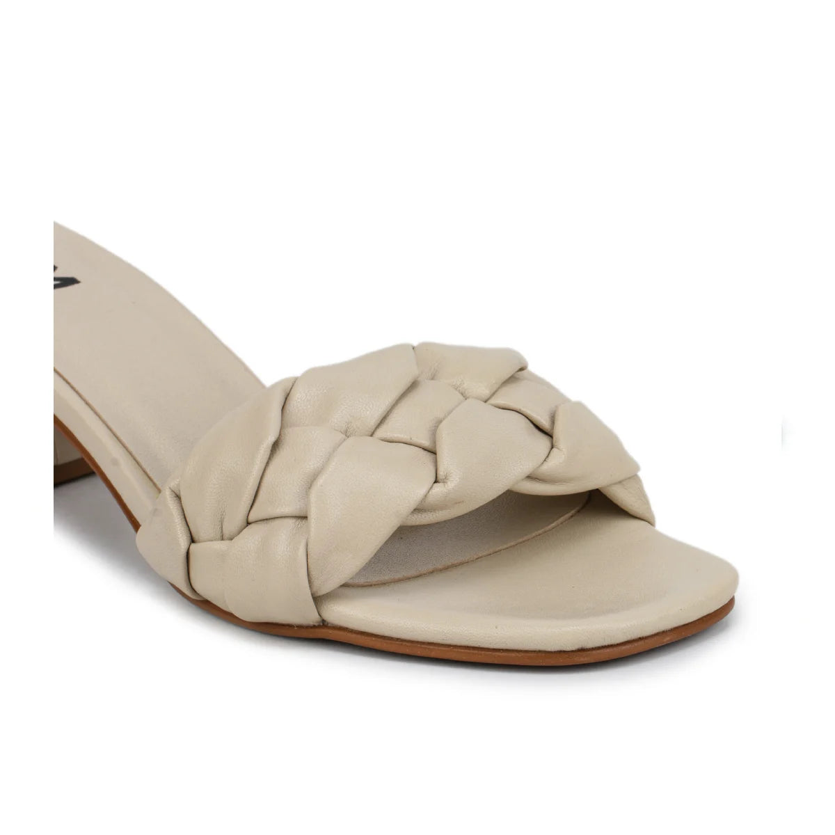 Leather Slippers For Women L 711 – Braid Design with Block Heels & Cushioned Insole - Zoom Shoes India