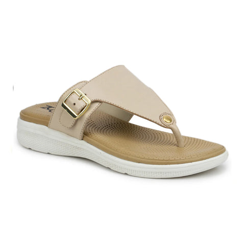 Leather Slippers For Women 7525 – V-Toe Monk Strap Flats with Cushioned Insole