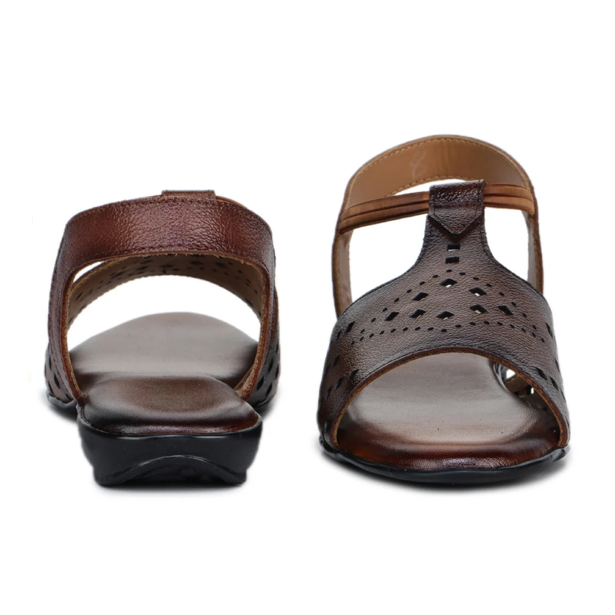 Leather Sandals For Women L 648 – Thong Style with Brogue Detailing - Zoom Shoes India