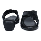 Women’s Leather Slippers 9145 – Gradient Texture with Brogue Detailing & Wedge Heel - Zoom Shoes India