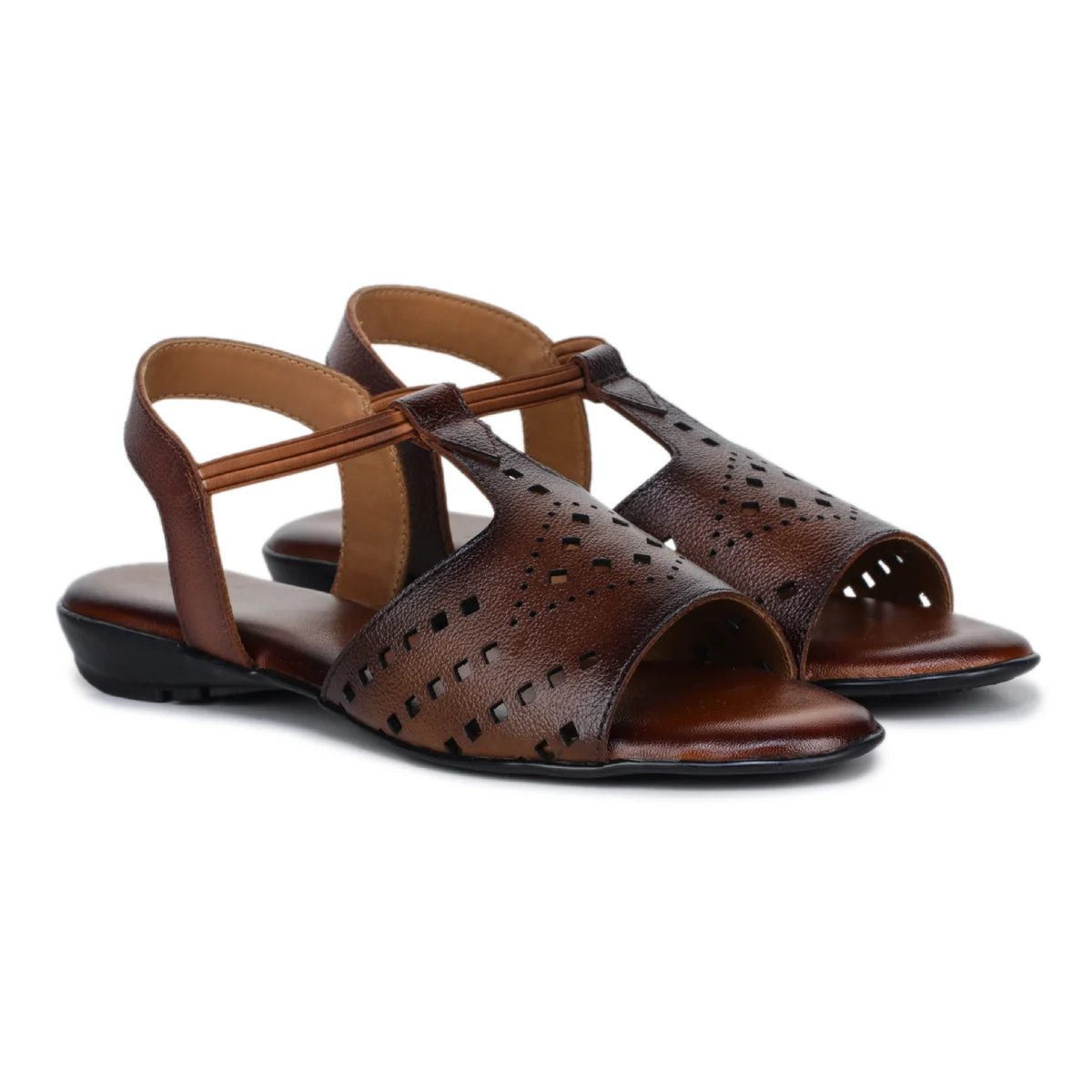 Leather Sandals For Women L 648 – Thong Style with Brogue Detailing - Zoom Shoes India