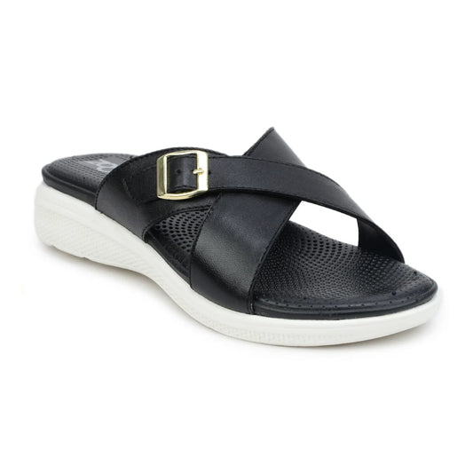 Women’s Leather Slippers 7515 – Criss-Cross Buckle Design